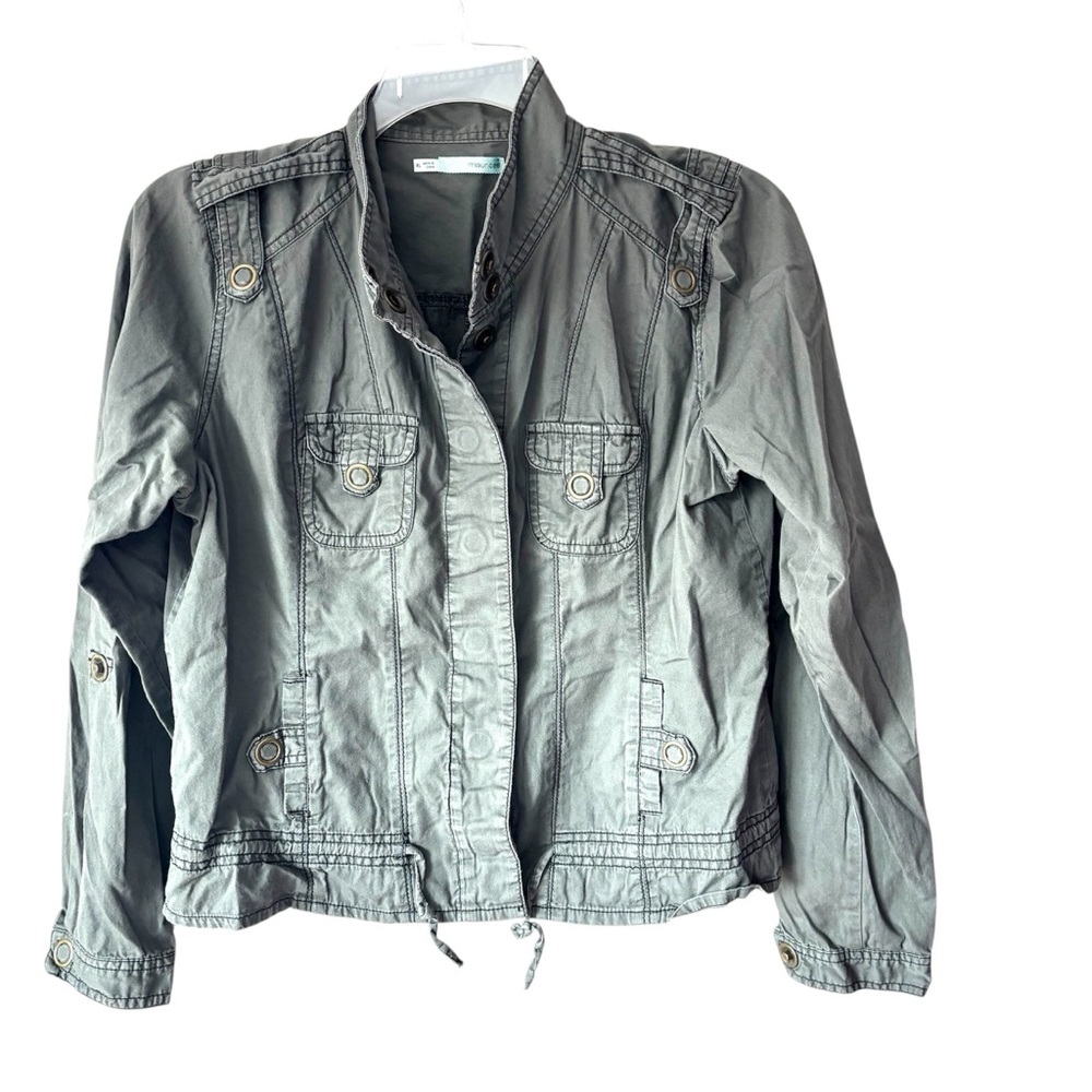 Maurices Olive Green Utility Cargo Jacket SZ XL Juniors NWOT
